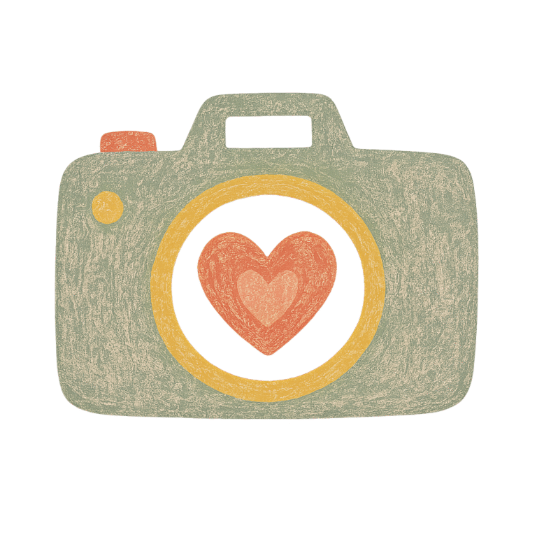 Illustration Clic et Craie d’un appareil photo avec un cœur