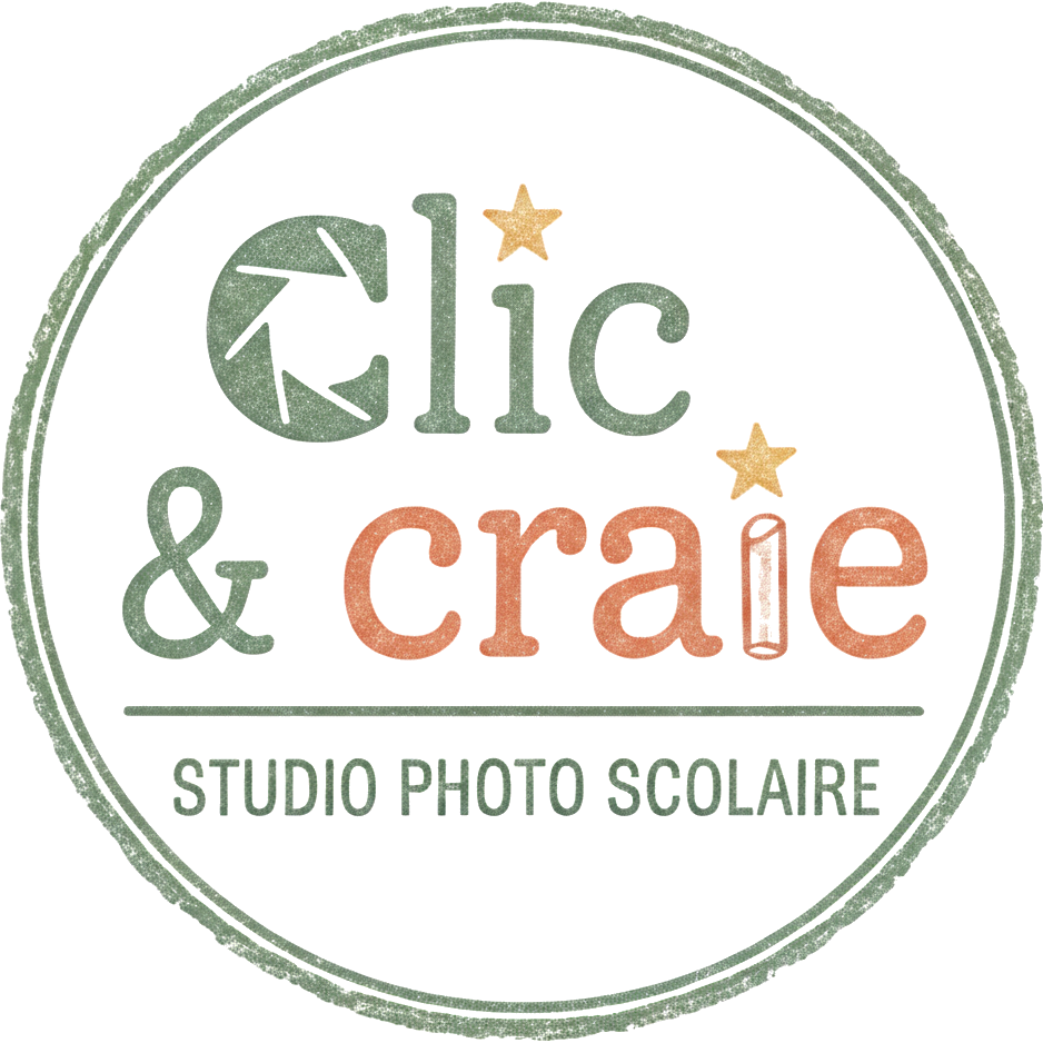 Logo Clic & Craie – Photographe scolaire et préscolaire à Granby, par Rébecca Vandal