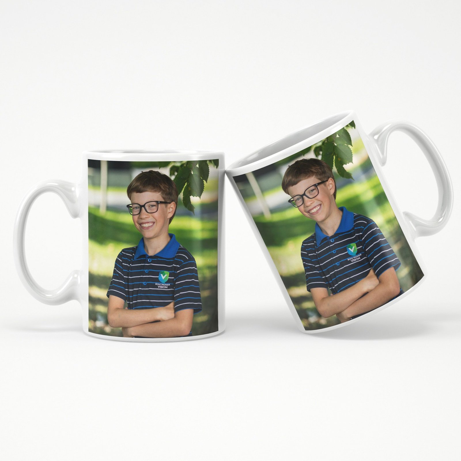 Tasse en céramique de 11 oz personnalisée avec une photo scolaire