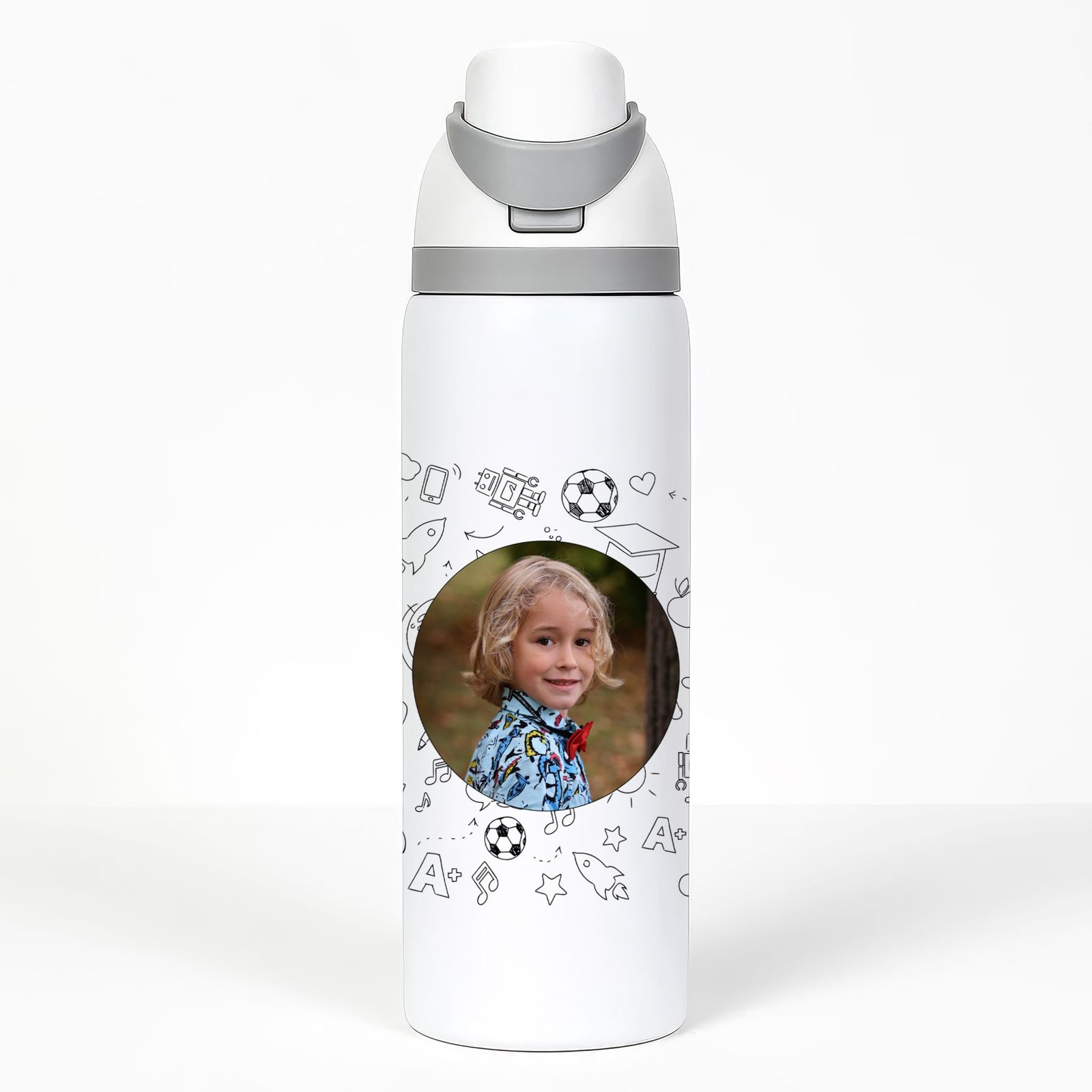 Bouteille d’eau de 24 oz personnalisée avec une photo scolaire