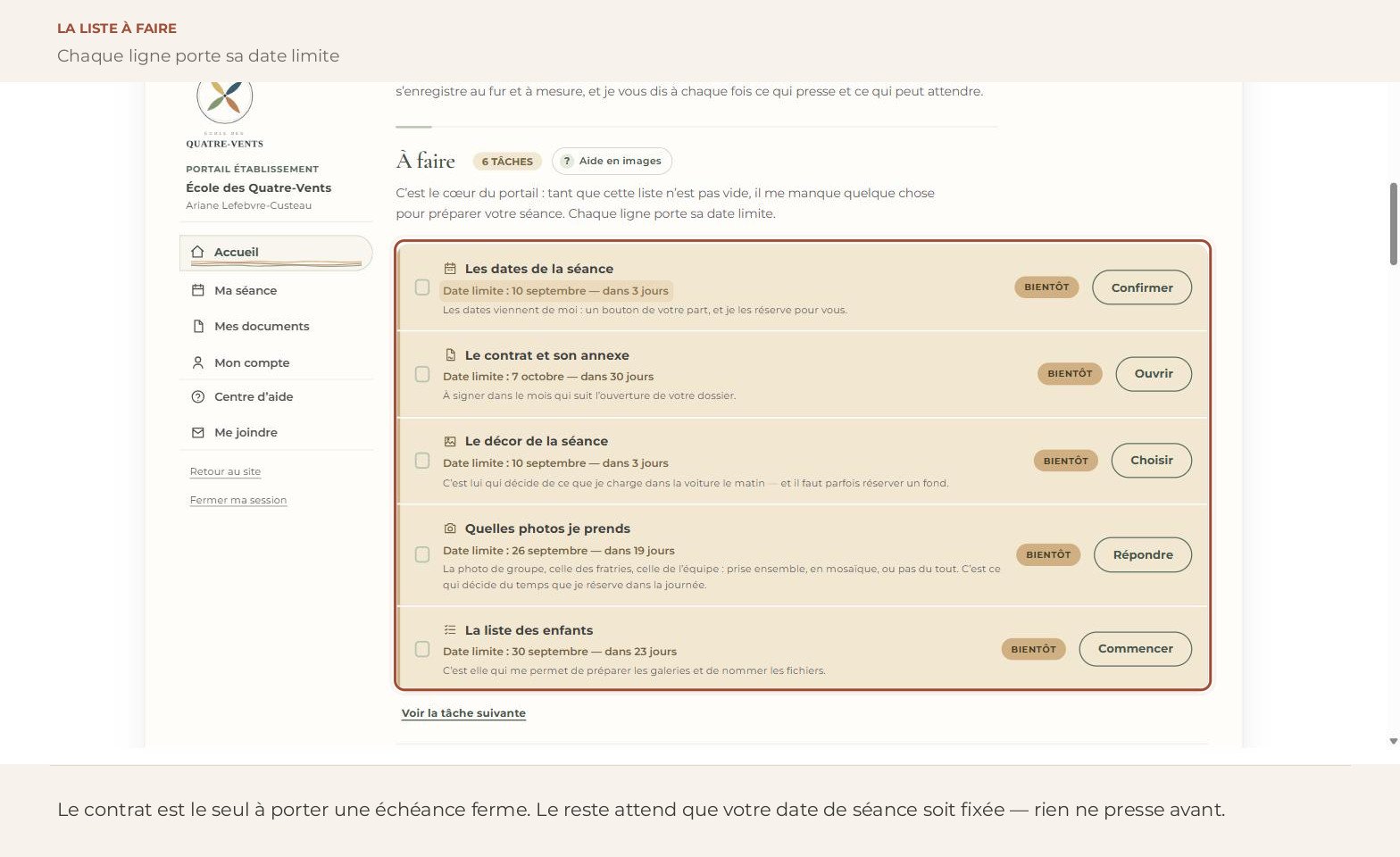 Capture d’écran — La liste À faire