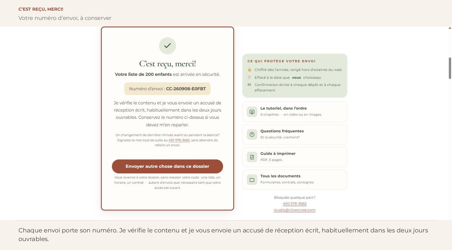 Capture d’écran — C’est reçu, merci!