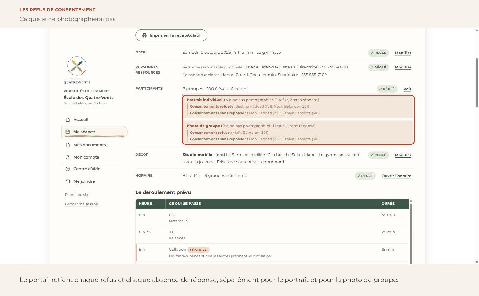 Capture d’écran — Les refus de consentement