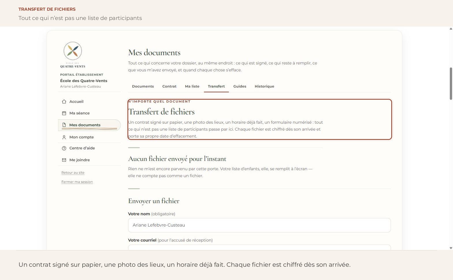 Capture d’écran — Transfert de fichiers