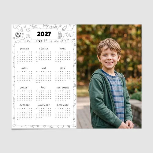 Calendrier annuel de 8 × 10 po personnalisé avec une photo scolaire