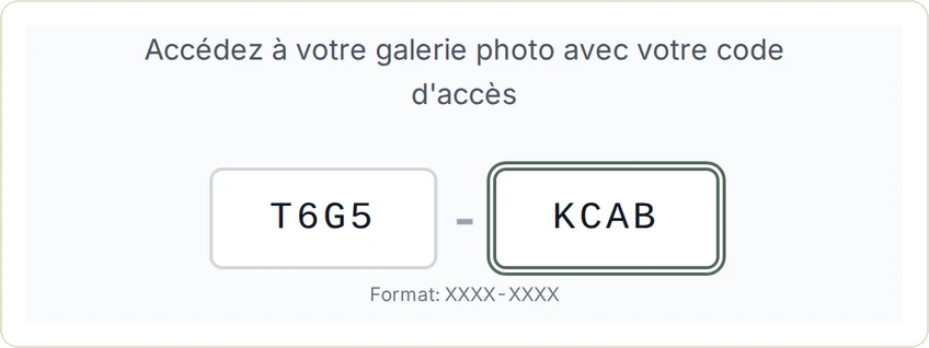 Les deux cases du code d’accès, au format XXXX-XXXX