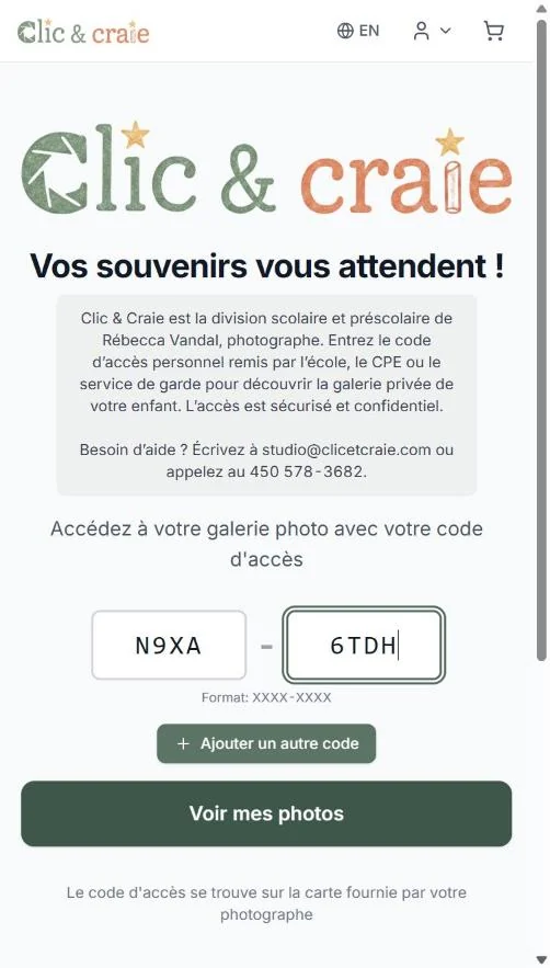 Le code d'accès saisi — étape 2 du guide, sur téléphone