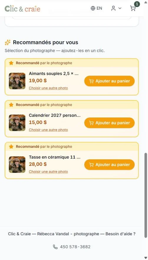 Les suggestions du photographe — étape 16 du guide, sur téléphone