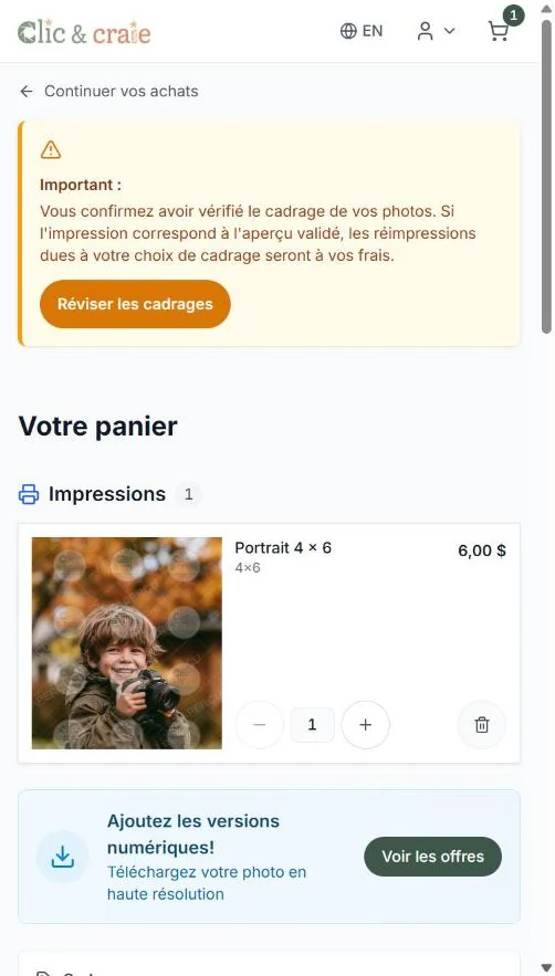 Le panier — étape 18 du guide, sur téléphone