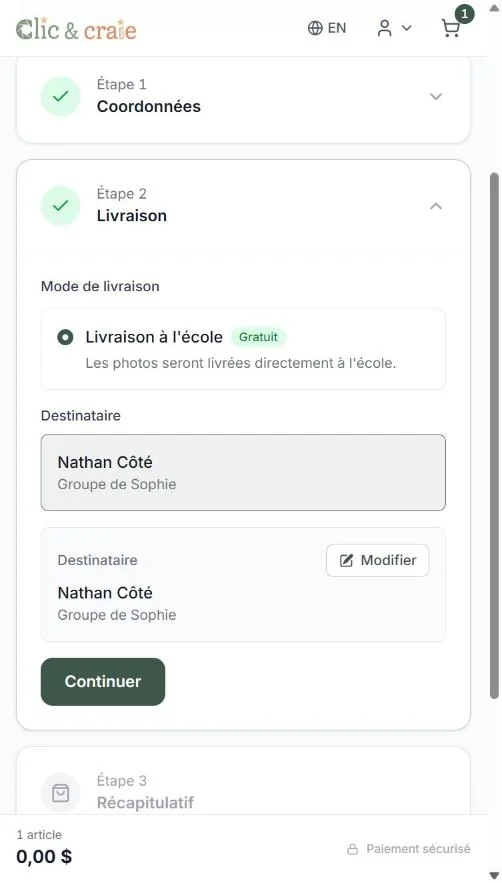 Le mode de livraison — étape 19 du guide, sur téléphone