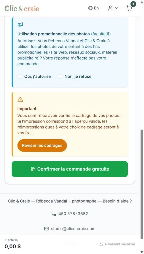 Le récapitulatif avant paiement — étape 20 du guide, sur téléphone