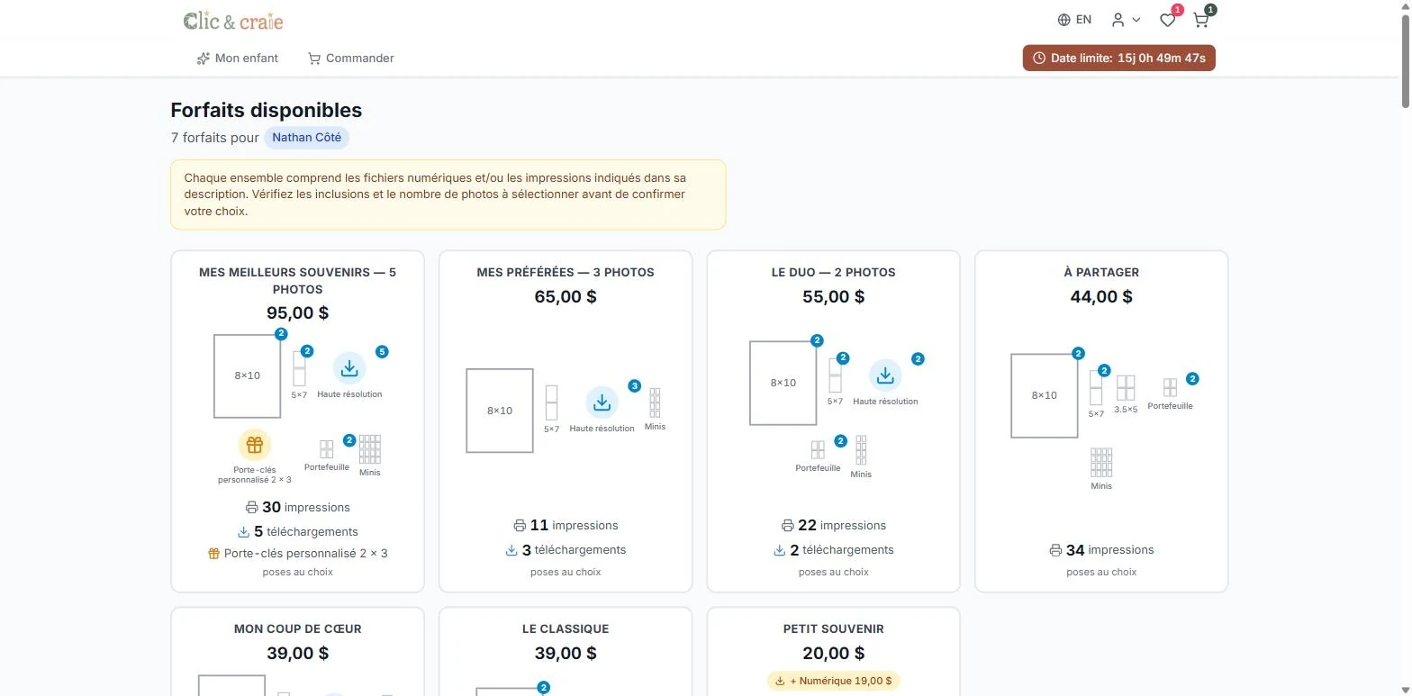 Les forfaits — étape 13 du guide