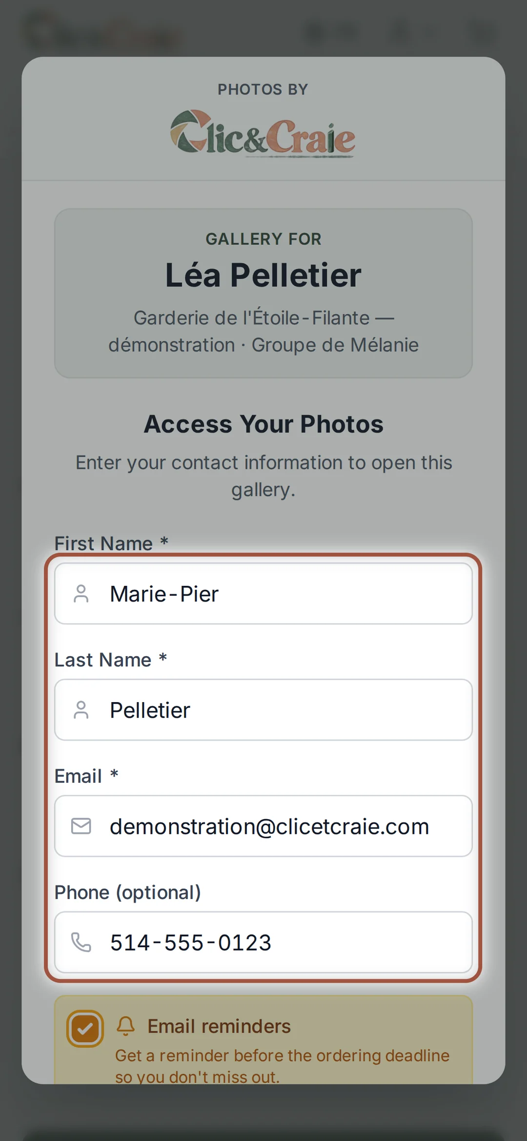 Your contact details — step 4, on a phone
