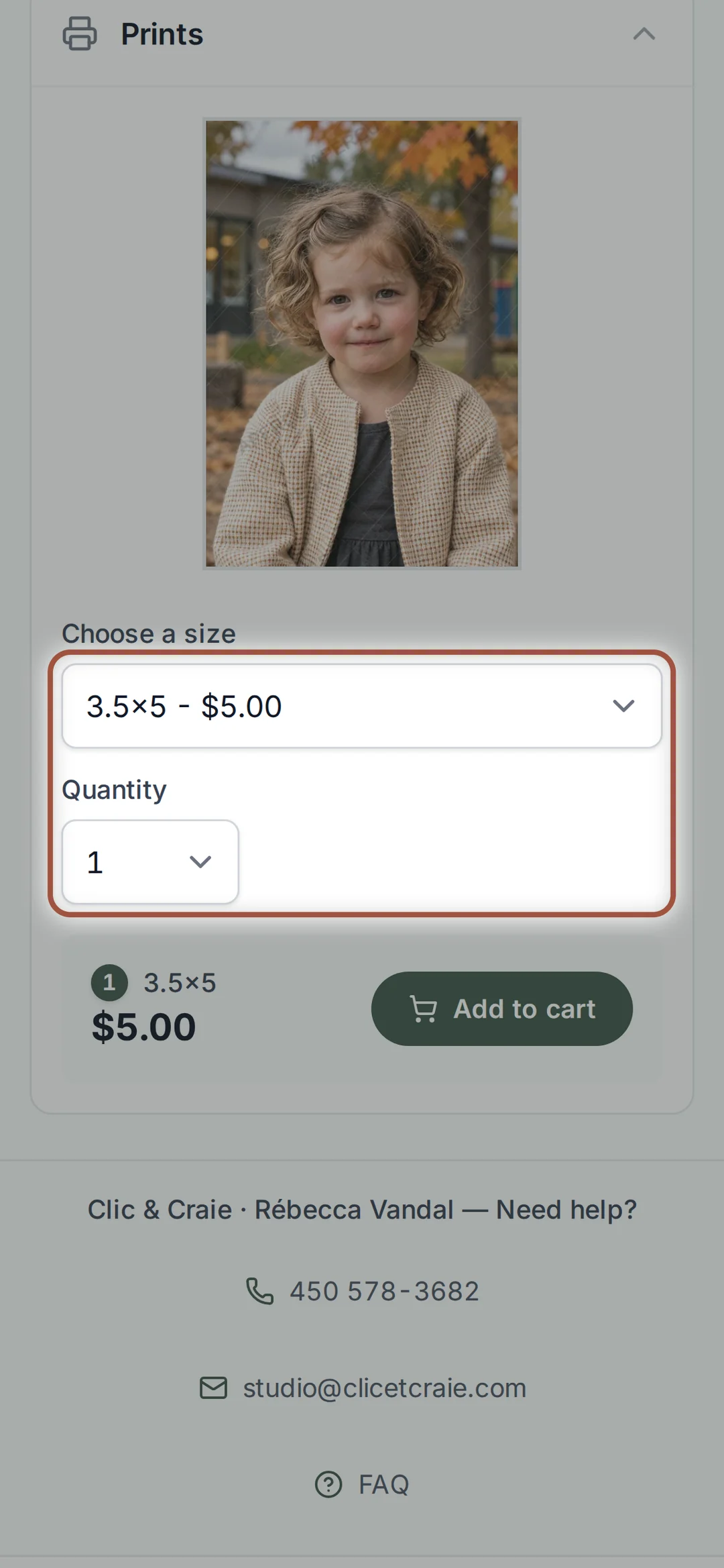 The size and quantity — step 13, on a phone