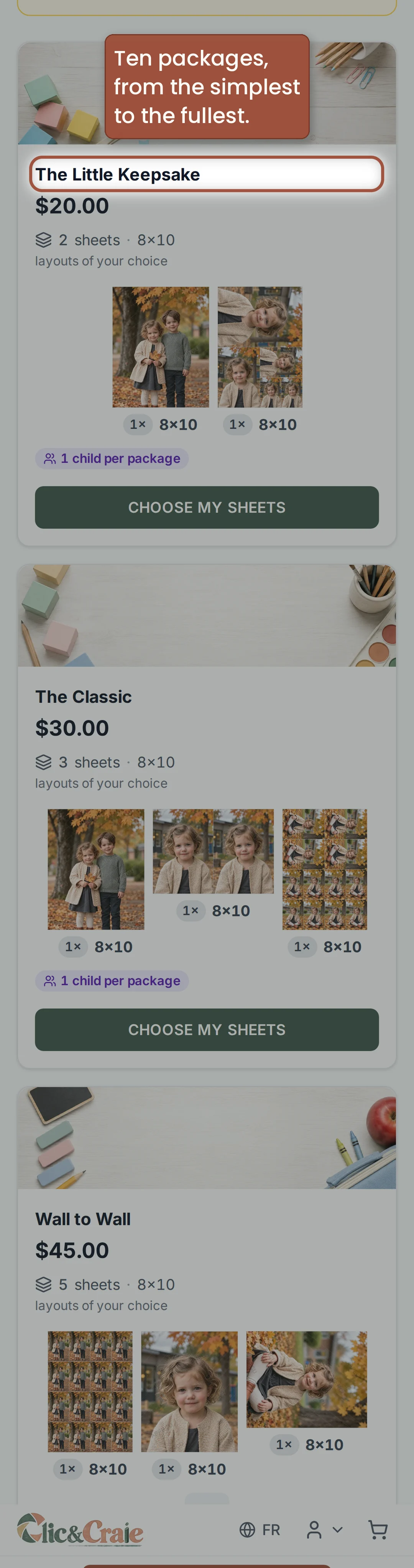 The available packages — step 18, on a phone