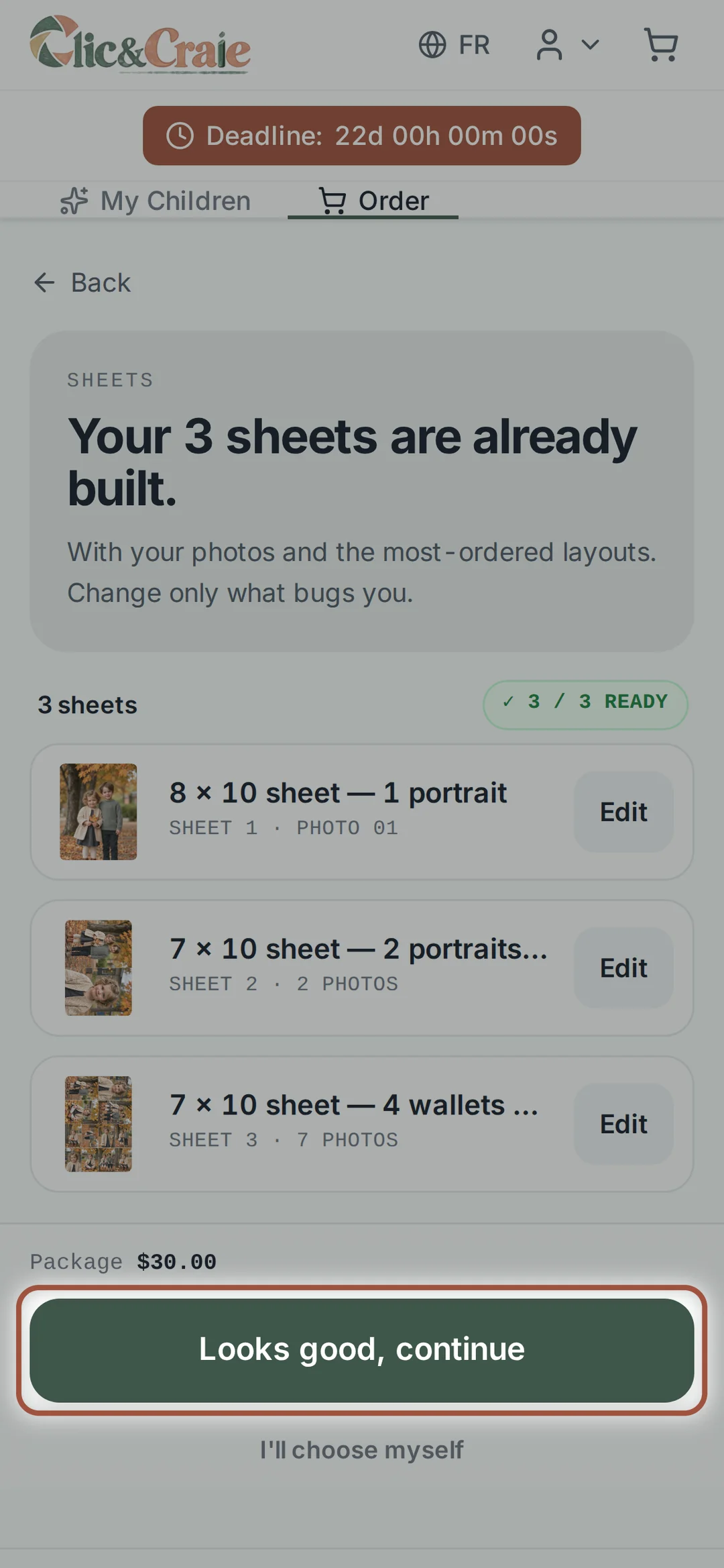 The package sheets already assembled — step 19, on a phone