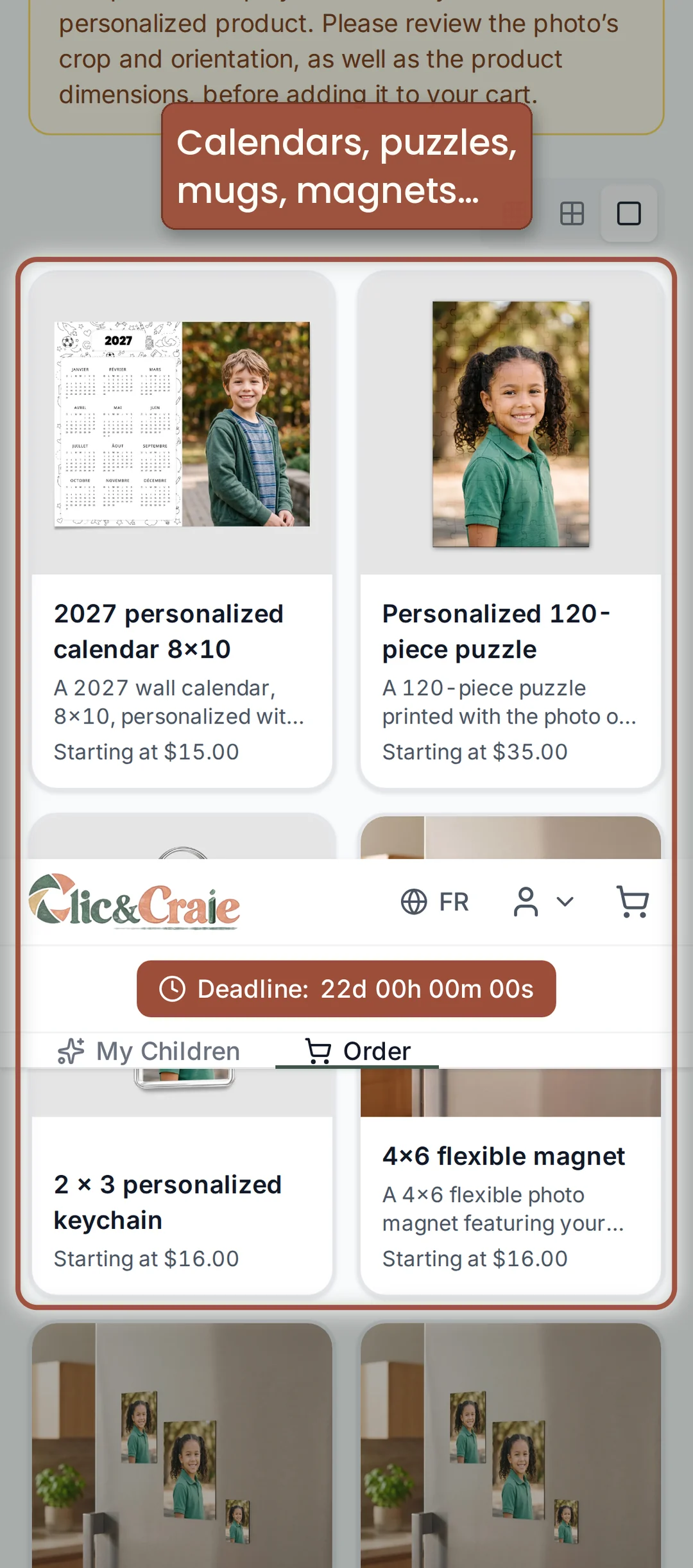 The gift products — step 21, on a phone