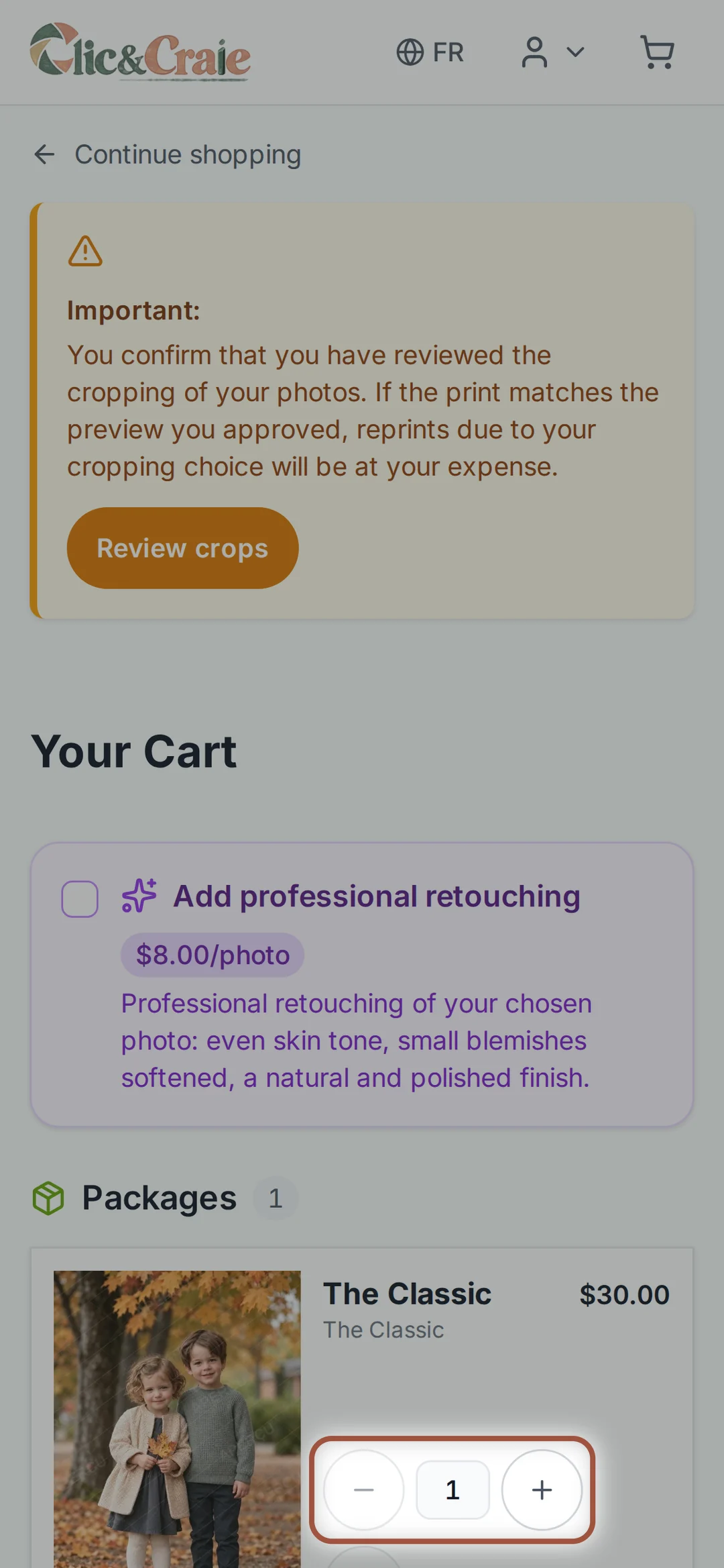 The cart — step 25, on a phone