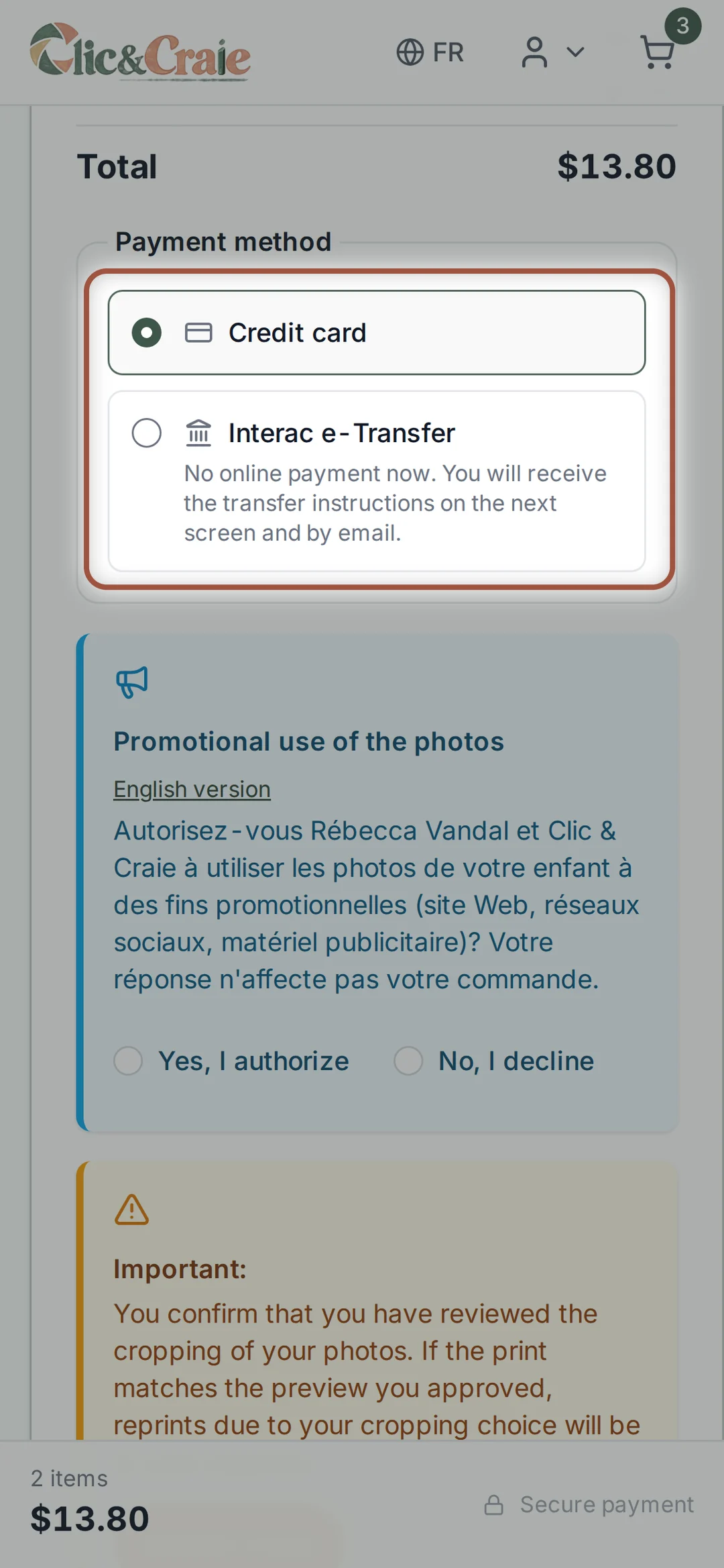 The payment method — step 26, on a phone