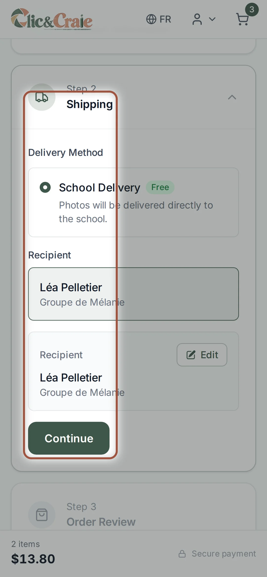 Order delivery — step 27, on a phone