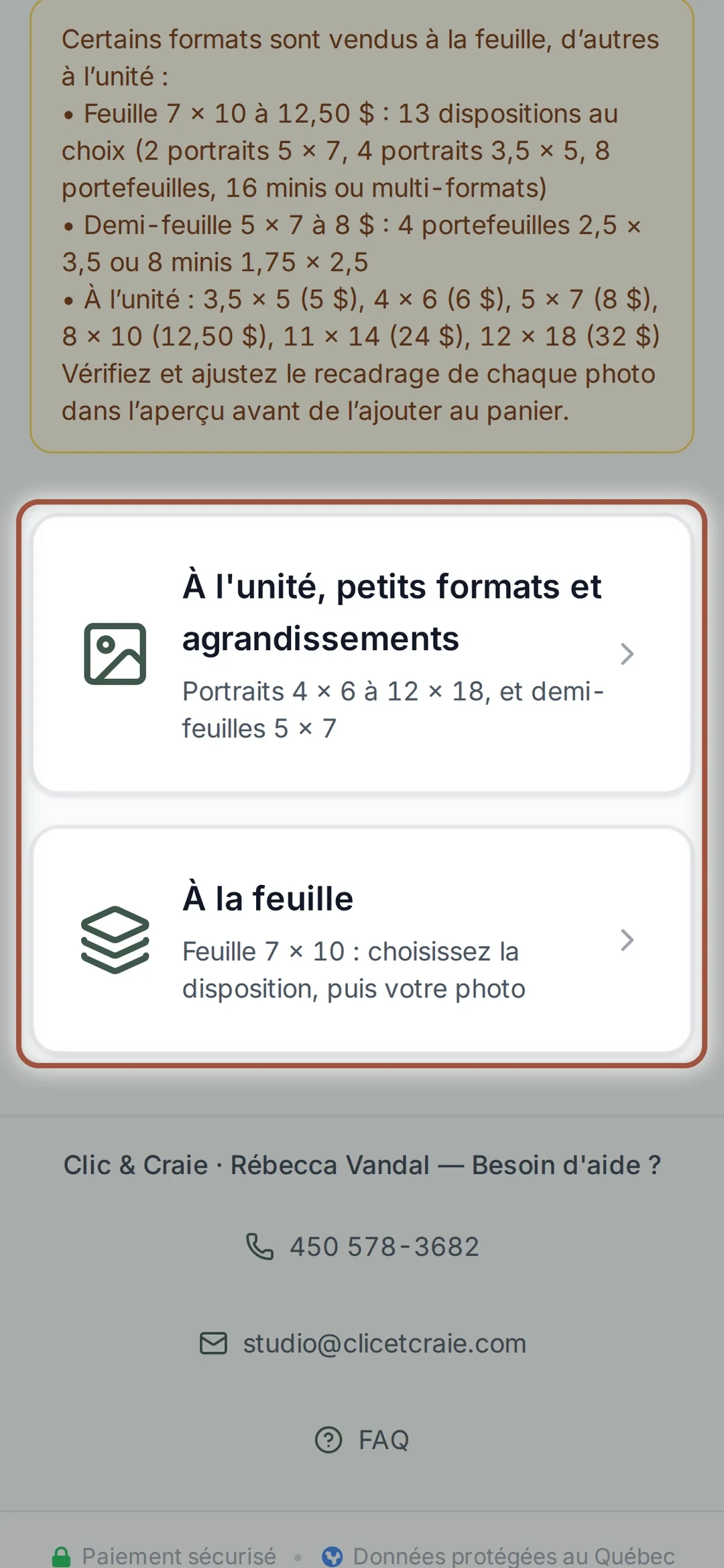 À l’unité ou à la feuille — étape 12, sur téléphone