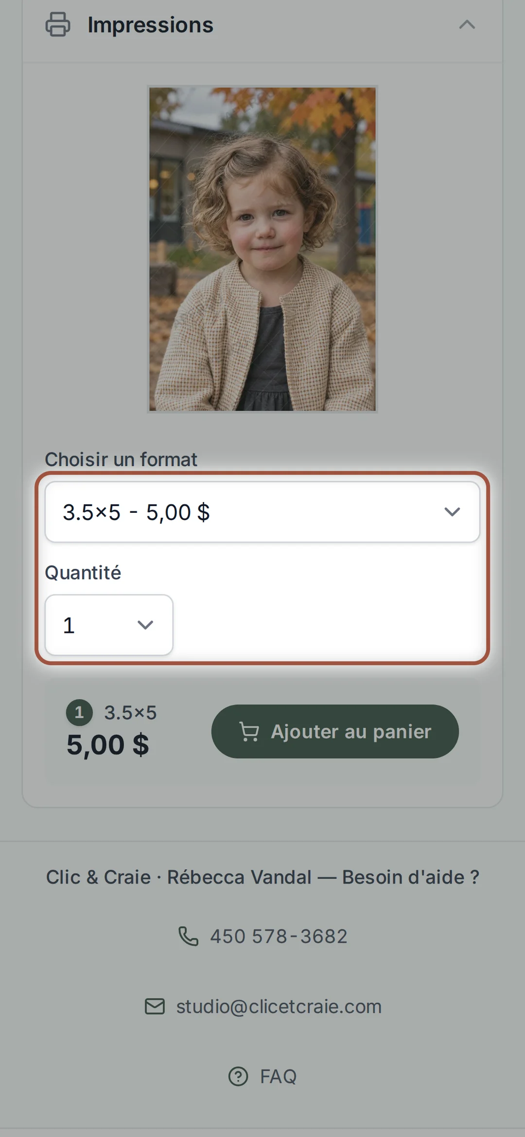 Le format et la quantité — étape 13, sur téléphone