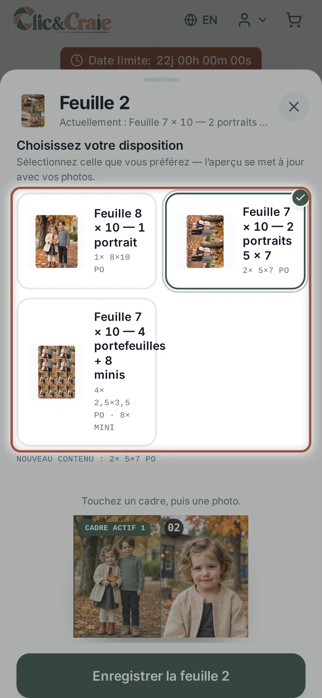 Modifier une feuille du forfait — étape 20, sur téléphone