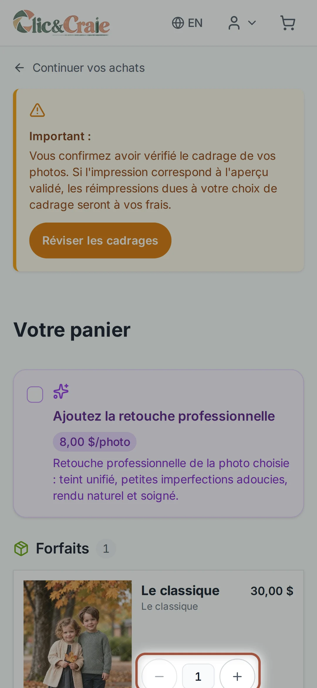 Le panier — étape 25, sur téléphone