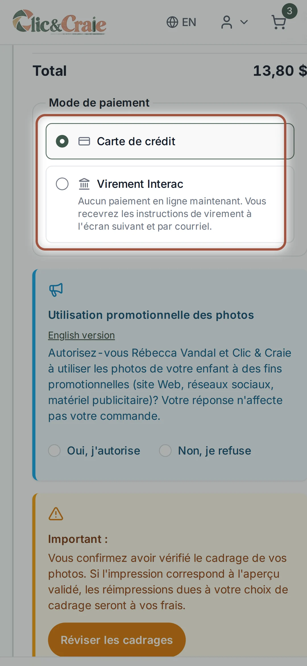 Le mode de paiement — étape 26, sur téléphone