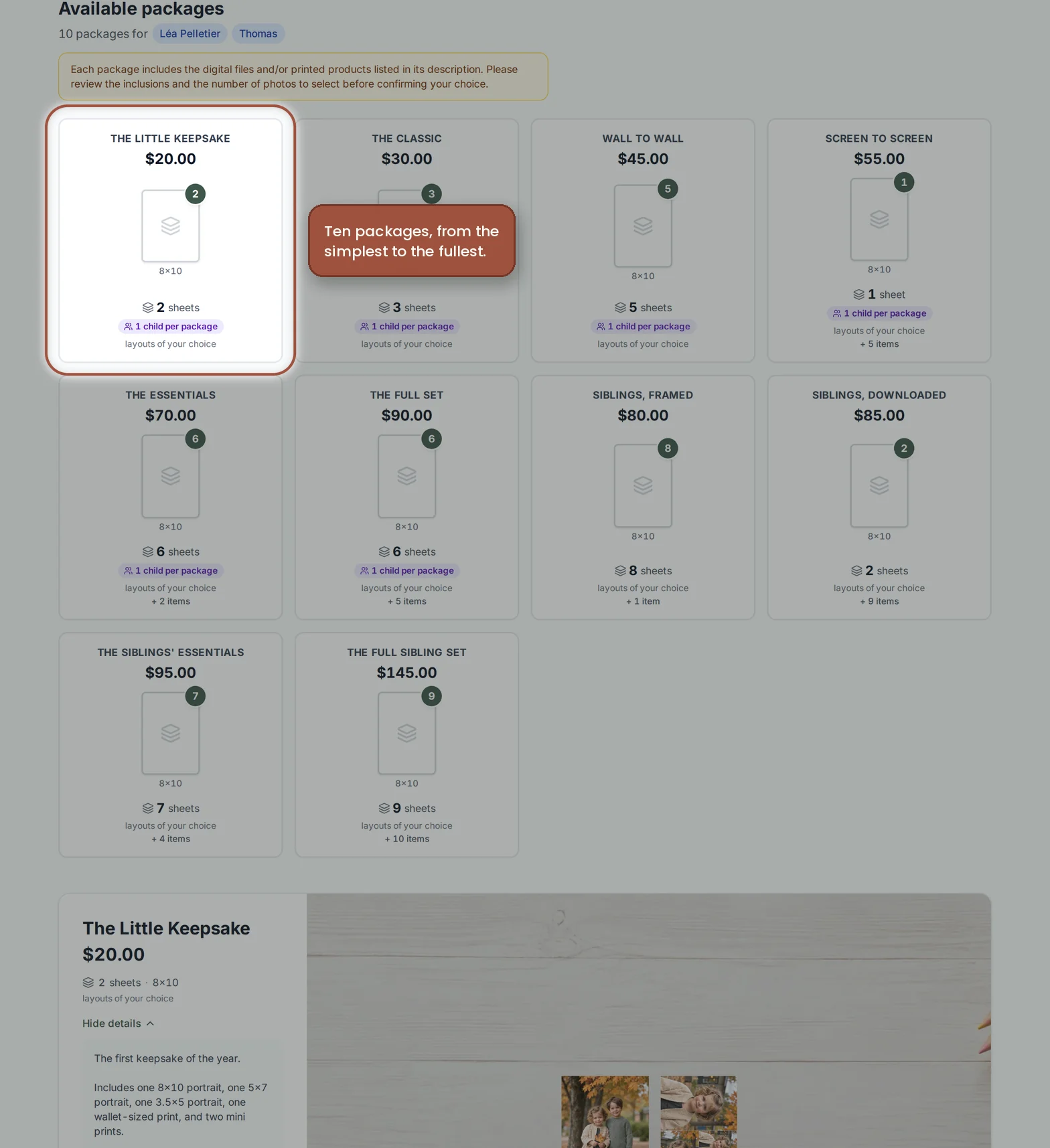 The available packages — step 18