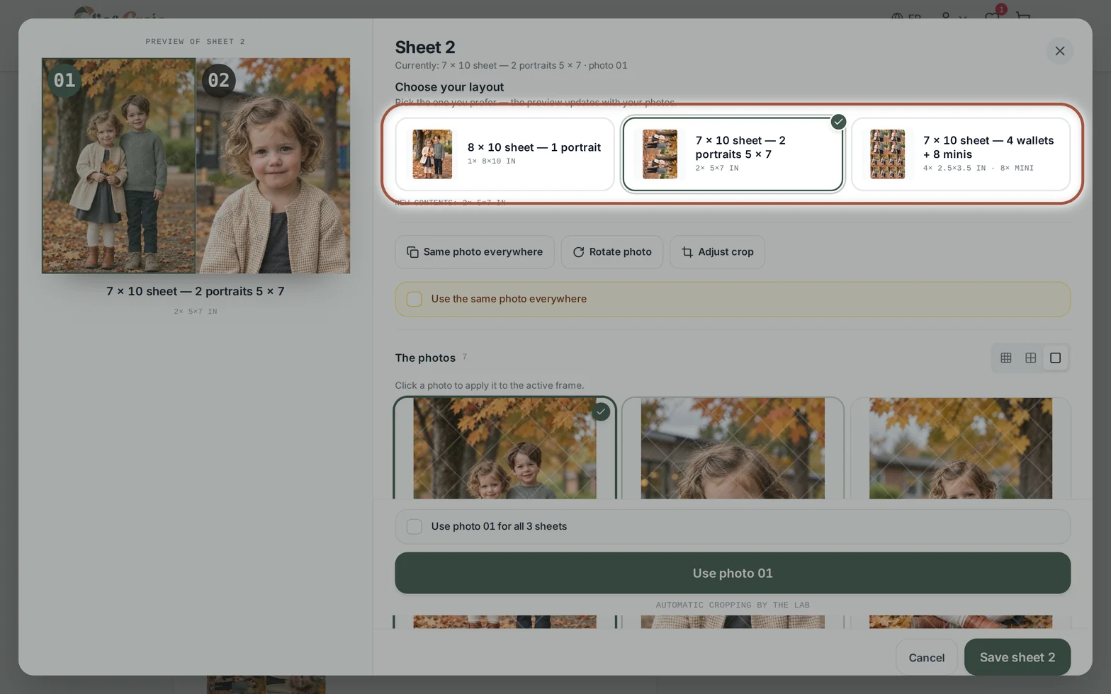 Editing a sheet in the package — step 20