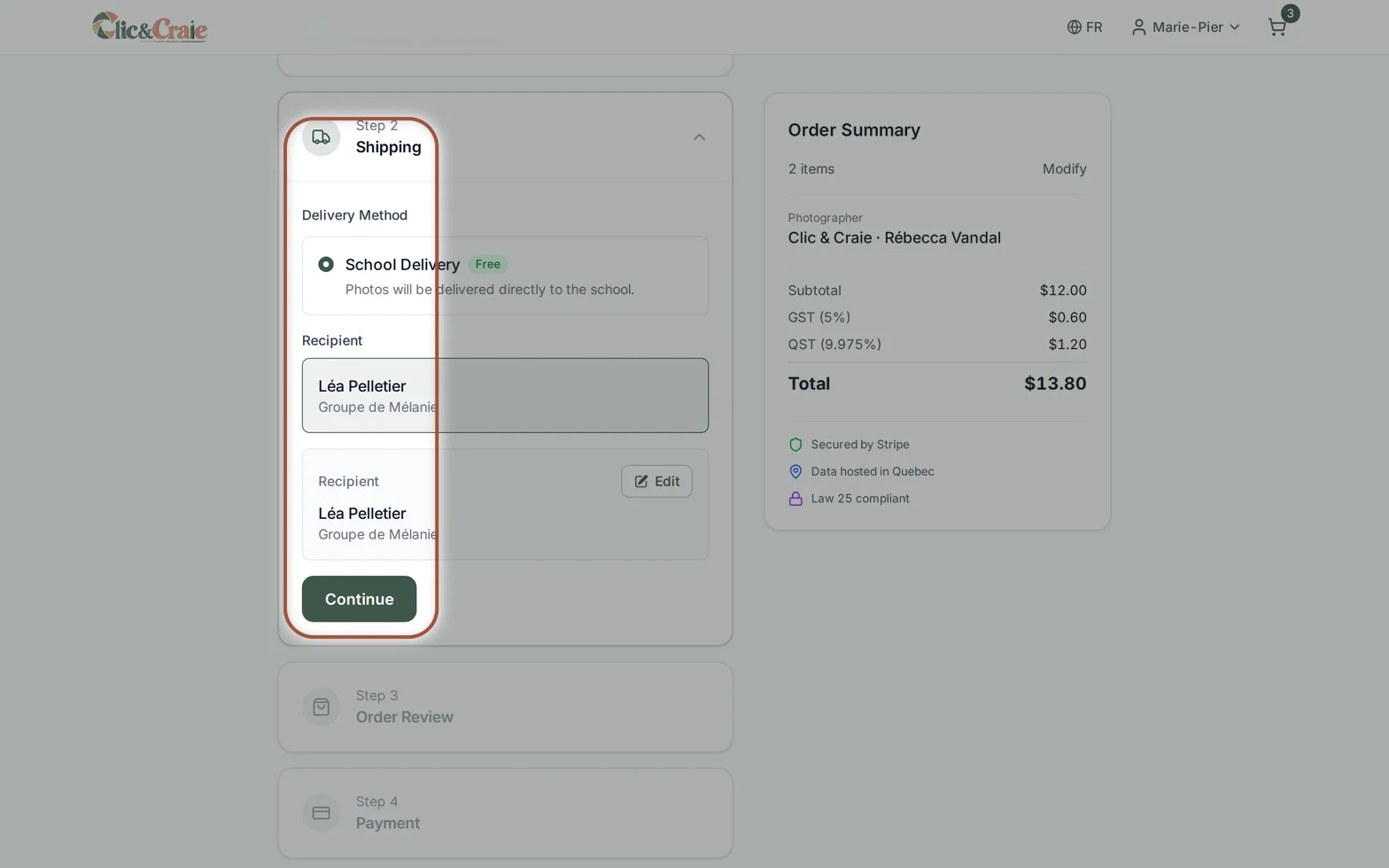 Order delivery — step 27