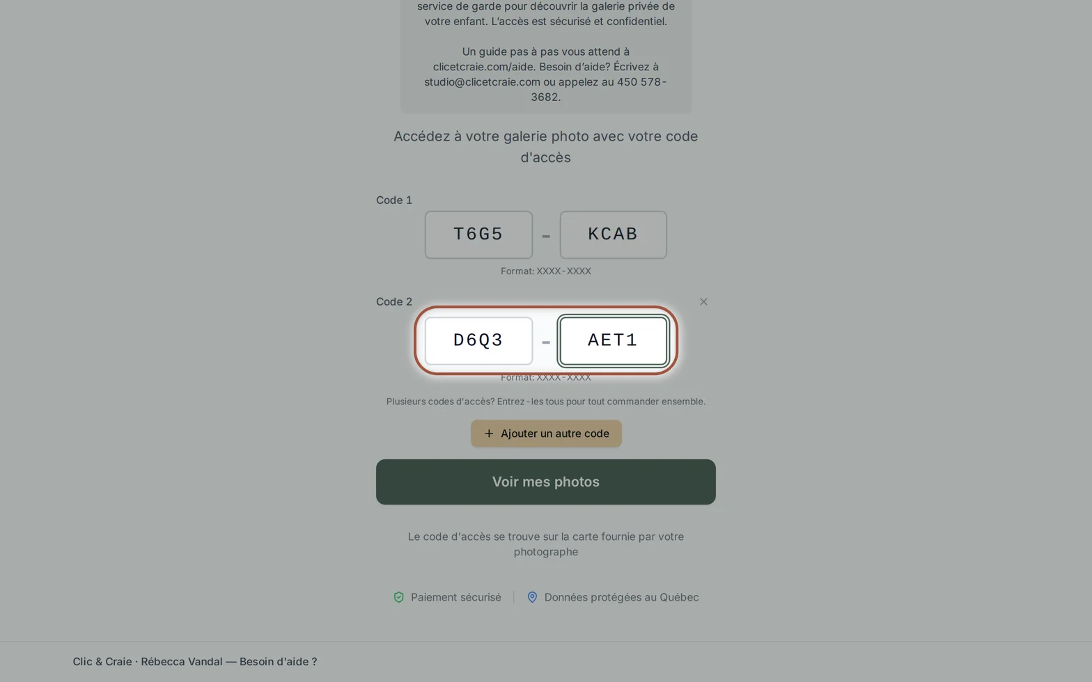 Les deux codes d’accès de la fratrie — étape 3