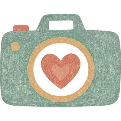 Illustration Clic & Craie d’un appareil photo avec un cœur