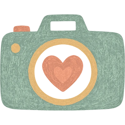 Illustration Clic & Craie d’un appareil photo avec un cœur