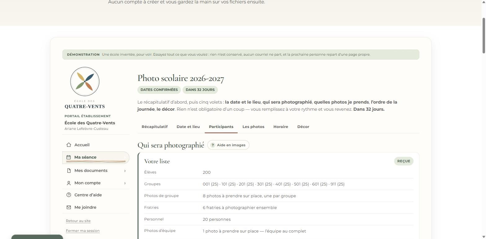 Le portail : la liste, les groupes et les fratries